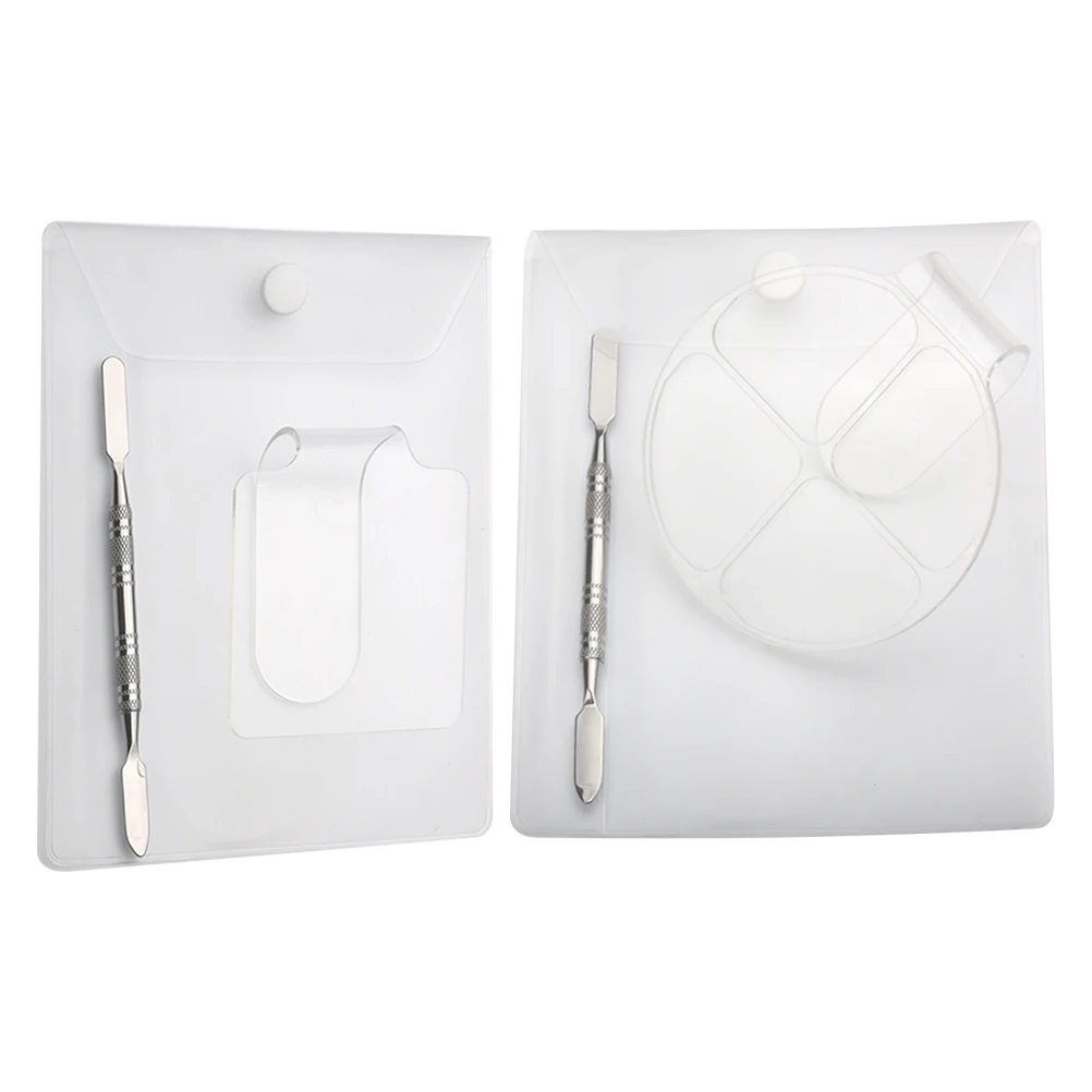 

2 Sets Makeup Palette Nail Art Color Mixing Plates Durable Multi-purpose Ring Nail Art Palette Brush Storage Tools