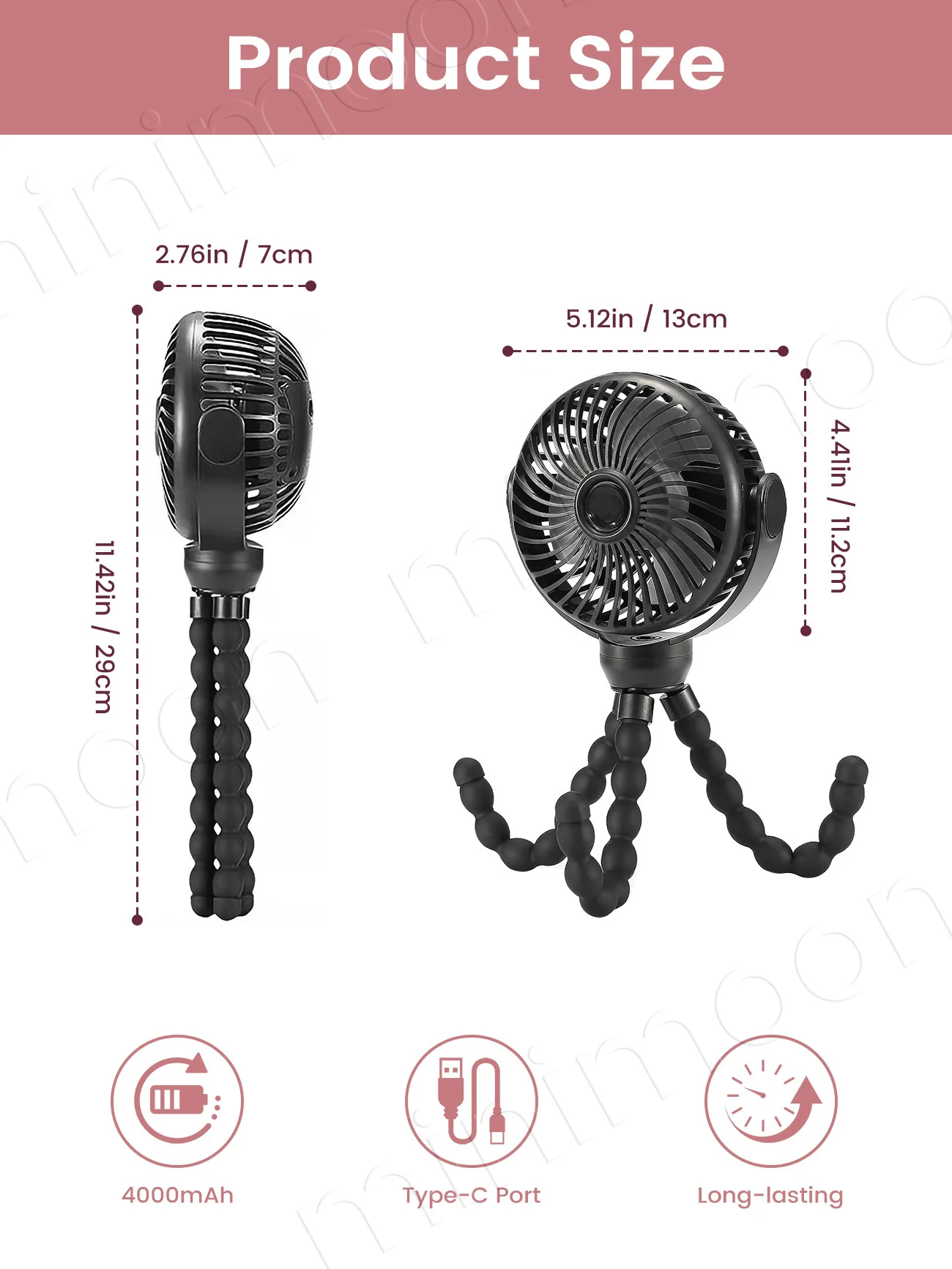 Beat the Summer Heat: 3-Speed Portable Stroller Fan, USB Rechargeable Mini Clip-On Fan for Baby Strollers & Car Seats