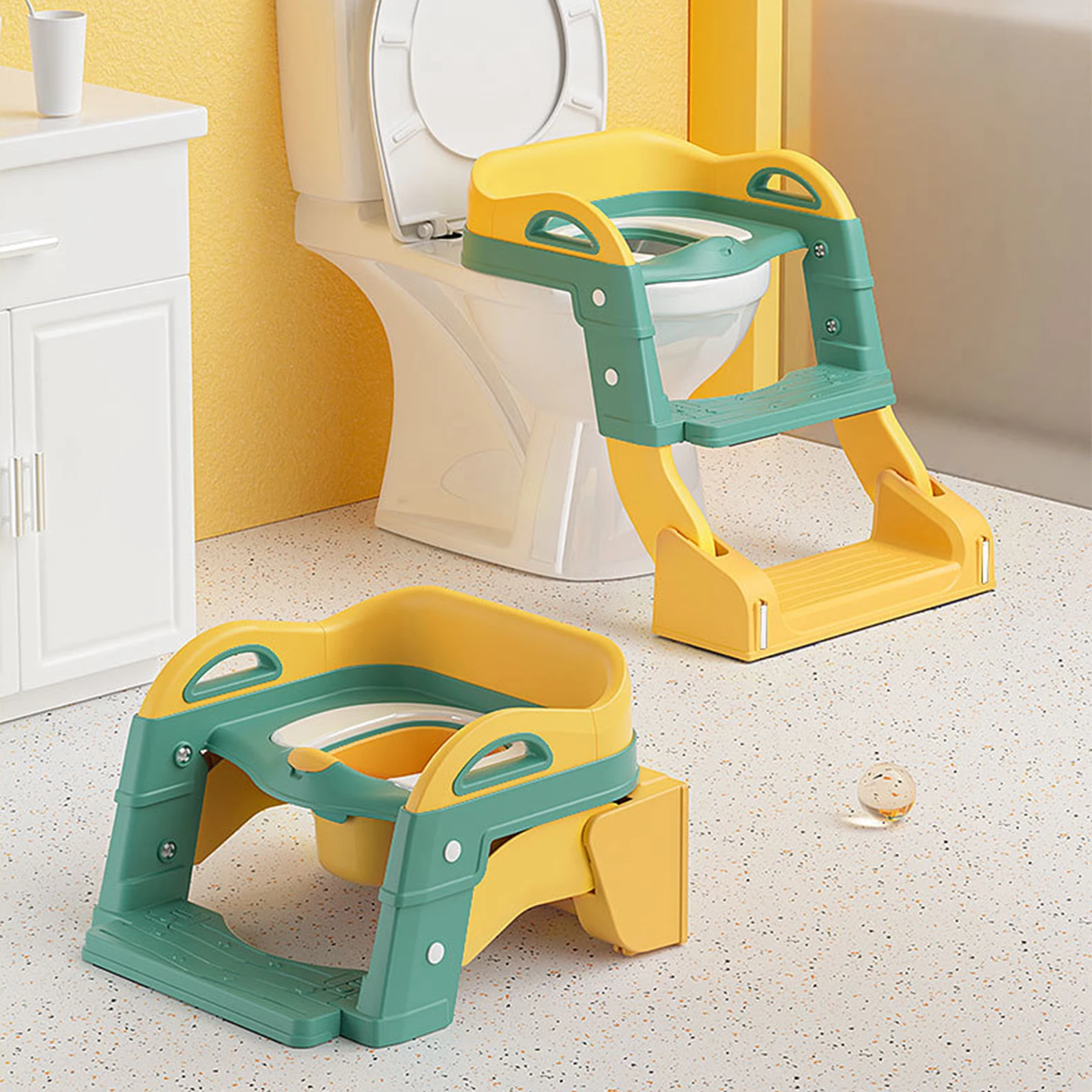 3-in-1 Foldable Toddler Kids Step Stool Kitchen Bathroom Sink Blue Toilet Potty Training Child Kitchen Helper Plastic Ladder