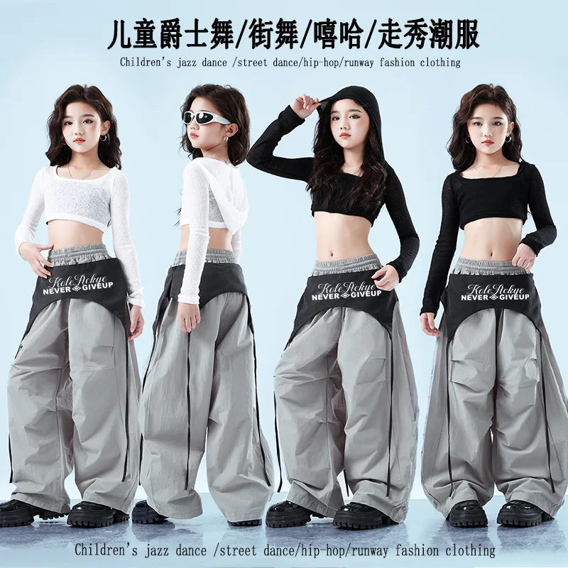 

Jazz Dance Performance Costumes Kids Crop Tops For Girls Trousers Hip Hop Trend Stage Suits