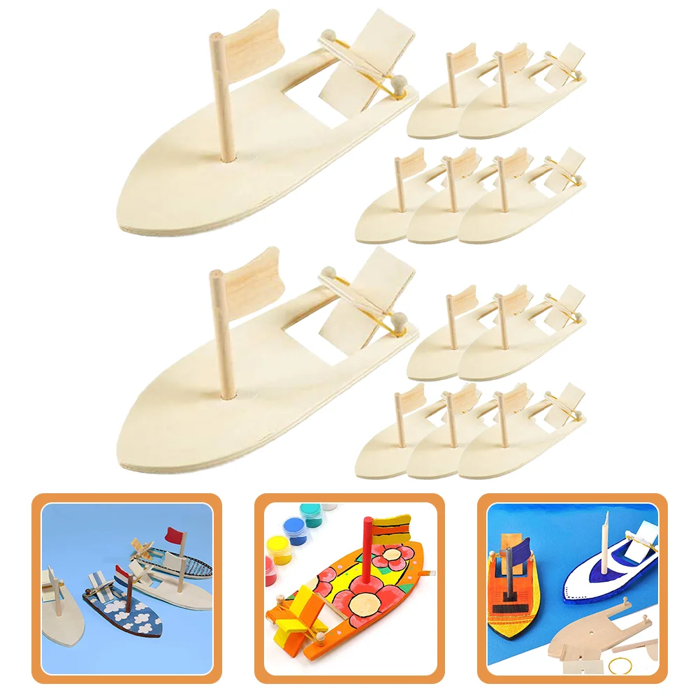 DIY Wooden Sailboat Model Kid Graffiti Boat Model Wooden Sailboat Model DIY Boat Craft for Kids Blank Graffiti Child Paint