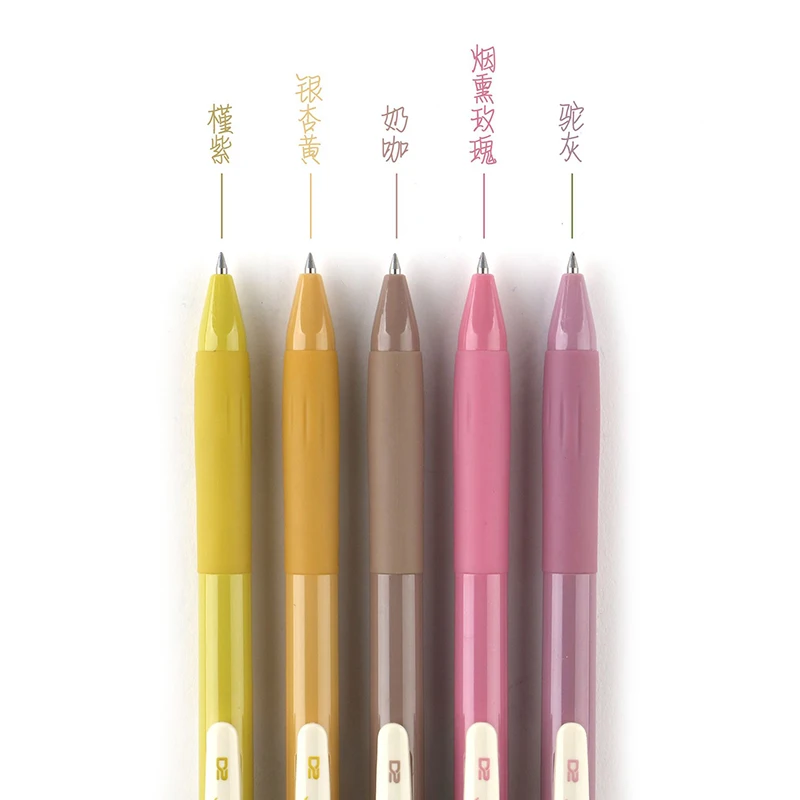 5-Pack Retractable Colored Gel Pens Quick Dry Ink 0.5mm Vintage Pen for  Planner Drawing School Office Stationery