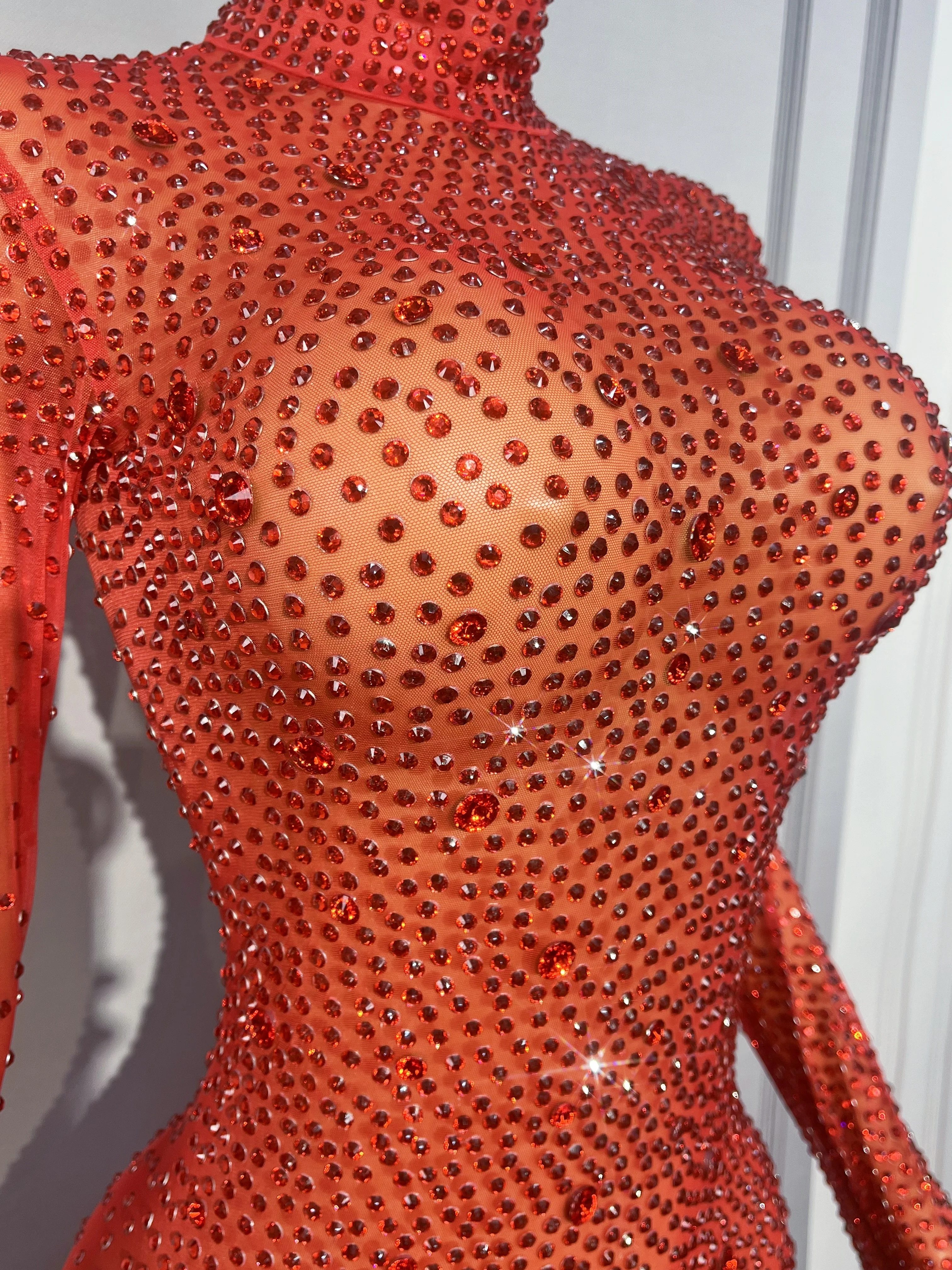 Luxurious Bingbling Handmade Rhinestones Mesh Jumpsuit Singer Dancer Performance Club Birthday Party Show Photoshoot Costume