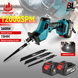 3600w 12000spm Brushless Reciprocating Saw Wireless Chainsaw Cut Saw Wood Cutting Tools With Sawblade For Makita 18V Battery Pin