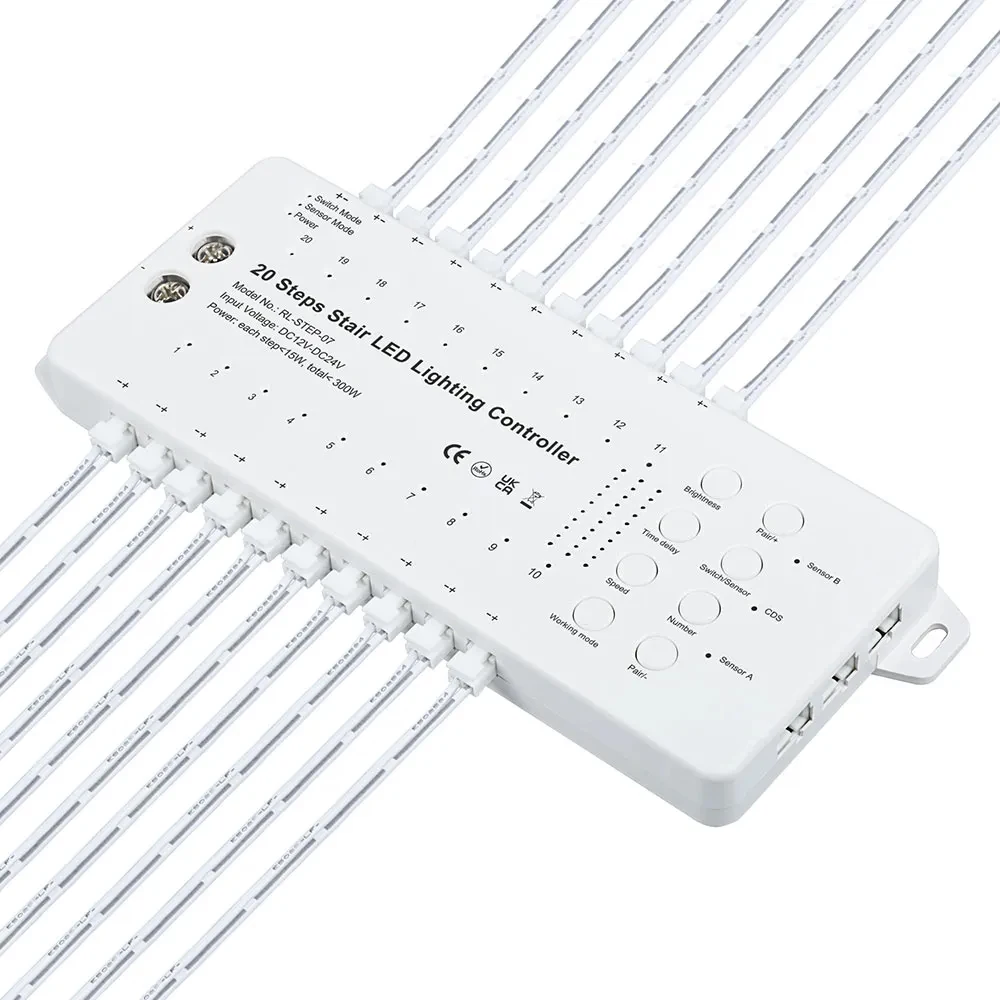 Intelligent Motion Sensor Stair Light Fast Install Smart Controller High Bright Stair LED Strip DIY Color 5-20 Steps STEP-07