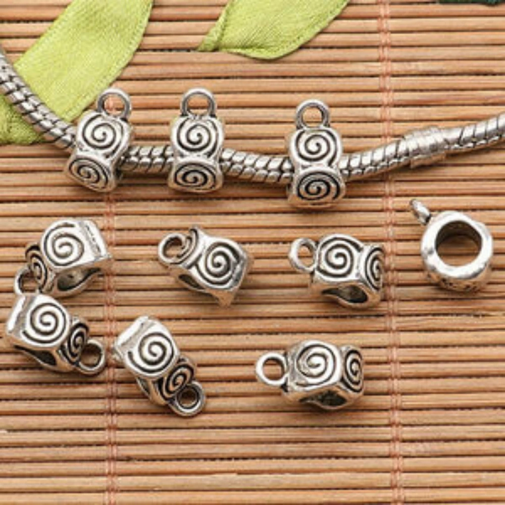 20PCS TIBETAN SILVER 2SIDED SWIRLY PATTERNS CONNECTOR BAIL FOR BRACELET H0732