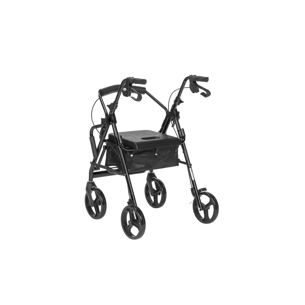 Dual Function Transport Wheelchair Rollator Rolling Walker with Adjustable Handles Padded Seat and Locking Armrests Enhanced