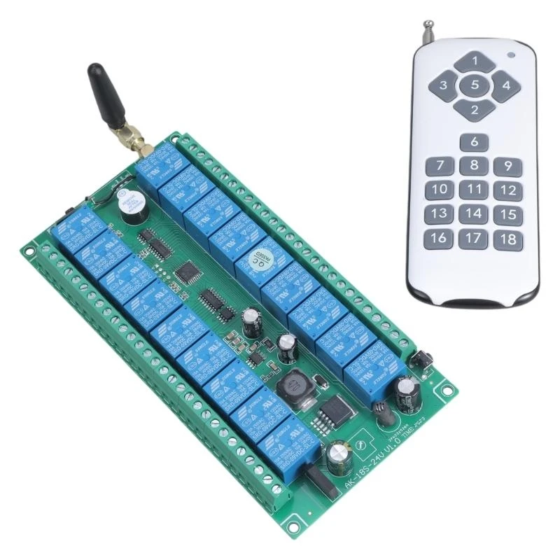 315Mhz 433Mhz 12V-36V 18 Channel Module Receiver Wireless Remote Control Switch for DC Motor DIY