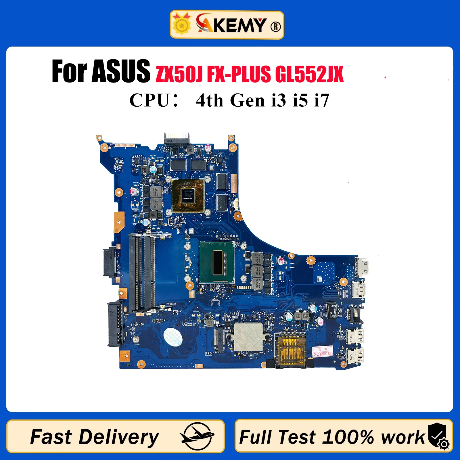 

Материнская плата для ноутбука GL552JX для ASUS ROG GL552J ZX50J FX-PLUS GL552JX, материнская плата для ноутбука с процессором i3 i5 i7, тест ОК, быстрая доставка