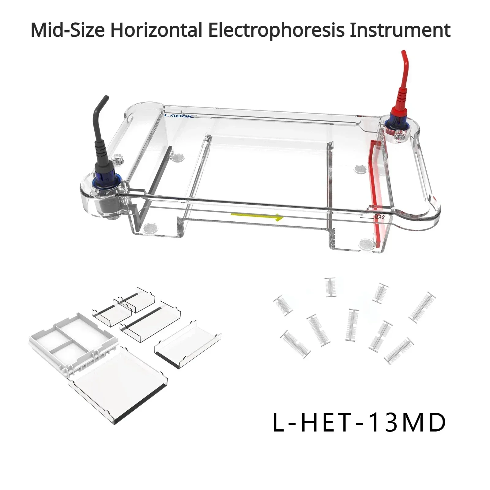 LABGIC Small Horizontal Electrophoresis Tank for Sample Separation and Analysis Mid-size Horizontal Electrophoresis Instrument