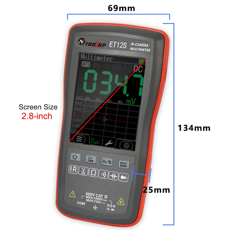 TOOLTOP ET11S/12S 2.8 Inches Portable Thermal Imager -20~ +400℃ IR Camera Digital Multimeter Circuit Automotive Inspection