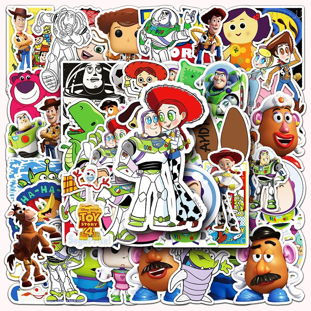 

10/30/50pcs Cute Disney Cartoon Toy Story Stickers for Kids Toy DIY Luggage Laptop Motorcycle Waterproof Cool Anime Sticker Pack