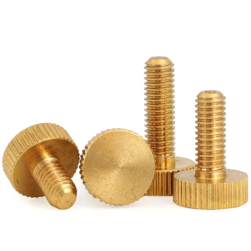 M3 M4 M5 M6 M8 M10 Brass Flat Head Hand Screw GB835 Pure Copper Big Head Knurled Hand Screw Handle Tighten Screw 1~3Pcs