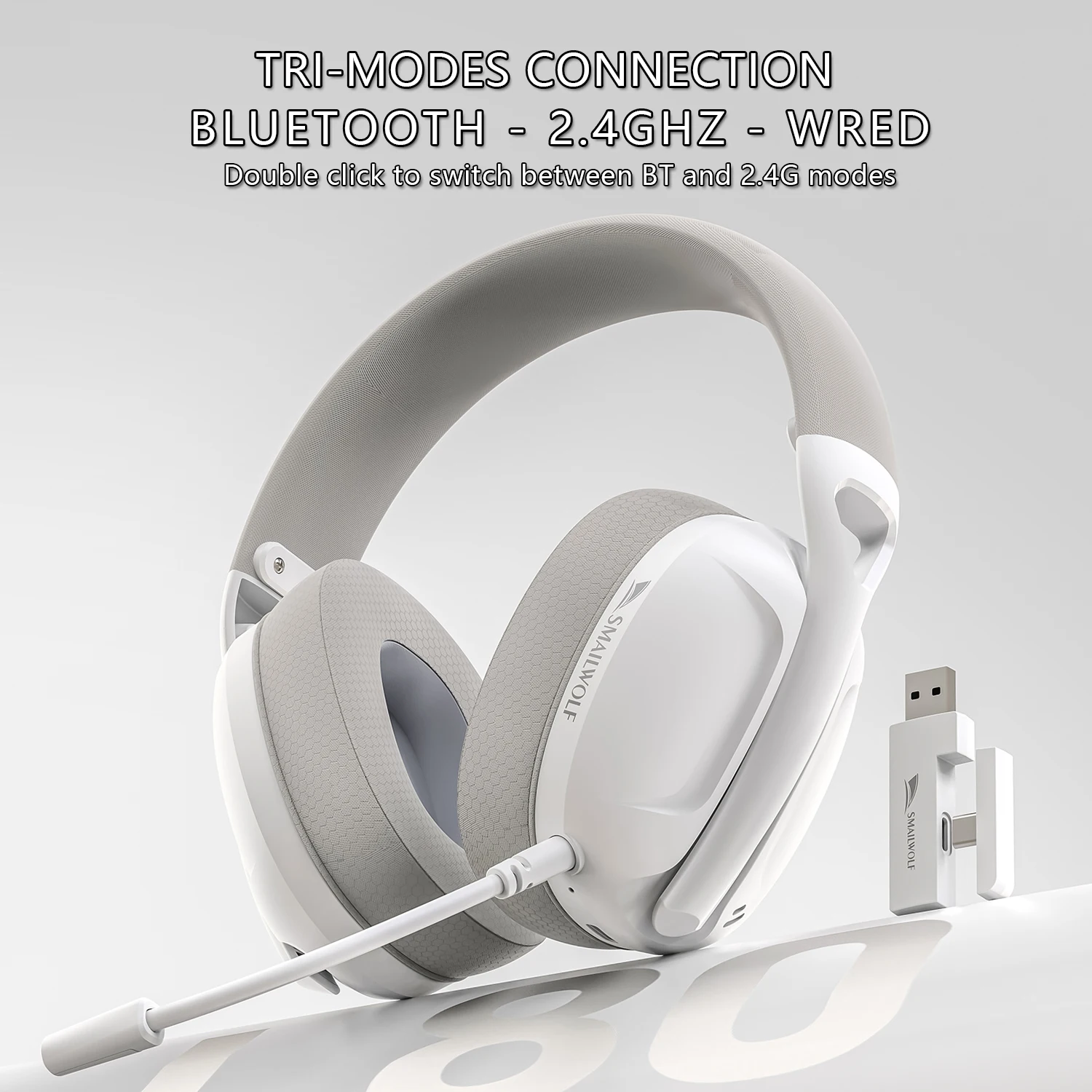 SMAILWOLF L80 Tri-Mode Wireless Gaming Headset Bluetooth 2.4G Lightweight Headphones With Microphone For PC Laptop Sports