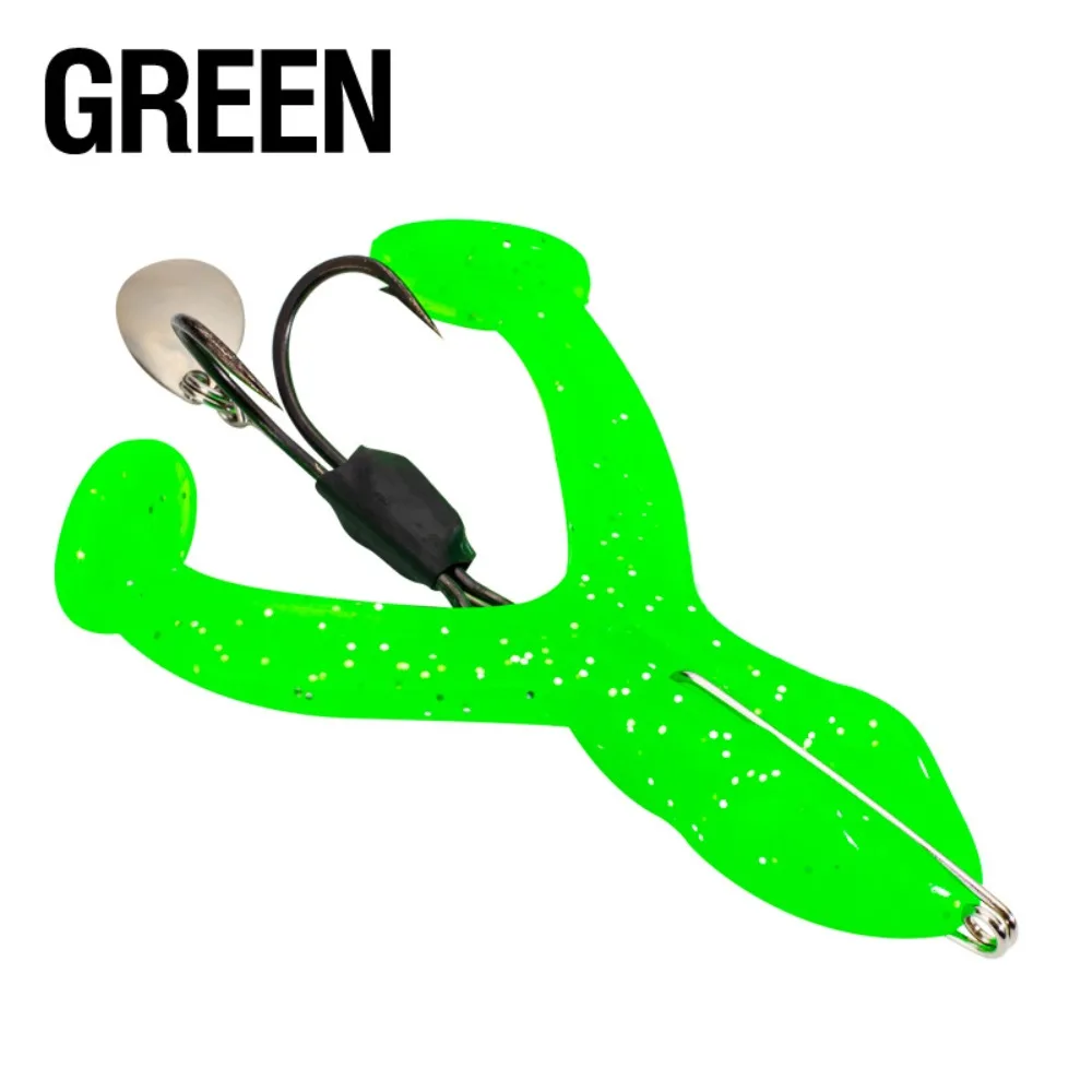 Double Sharp Hooks Fishing Frog Lures Soft Lure Sequin Hook Snake Head Lures Anti Hanging Design 9g Weight Simulation Frog Lures