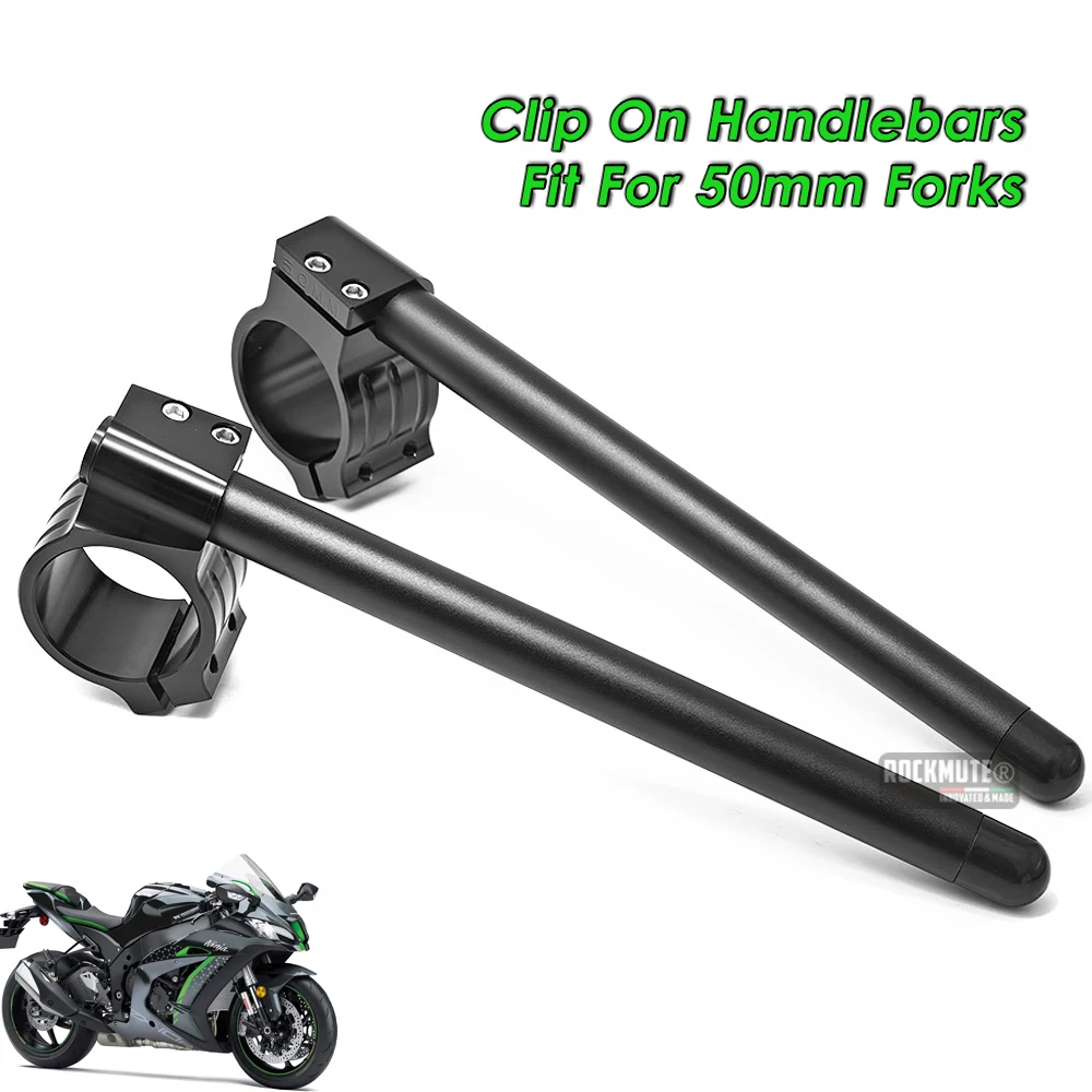 

Руль-клипсы 50 мм для мотоциклов KAWASAKI ZX6R 03-08/13-25, ZX10R, ZX10RR, ZX14R, гоночные, раздельные, с креплением на вилку