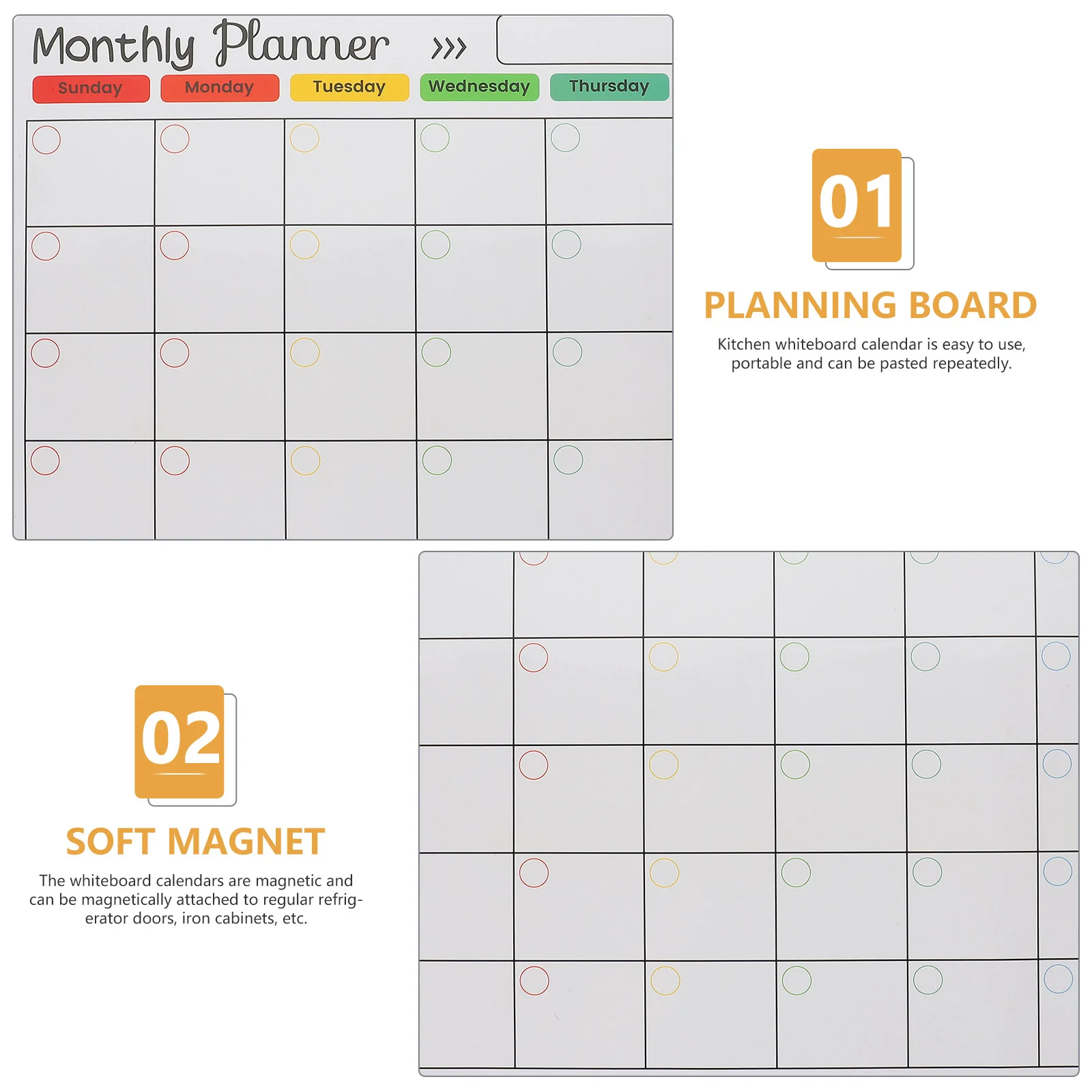 A3 Size Magnetic Weekly Monthly Planner Magnetic Whiteboard Fridge Magnet Flexible Daily Message Drawing Refrigerator Bulletin