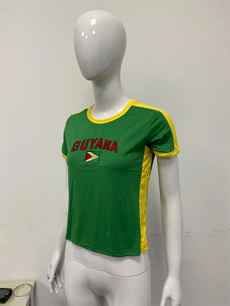 Summer Guyana Letter Pattern Embroidery Short Y2K Color Blocked Women's T-shirt Fashion Trend Street Top Women's Clothing view 6