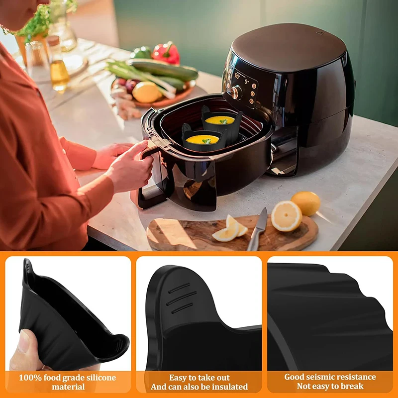 Air Fryer Egg Poacher Cups Egg Poaching Maker Silicone Cake Muffins Cupcakes Mould Custard Tart Pie Desserts Baking Mold