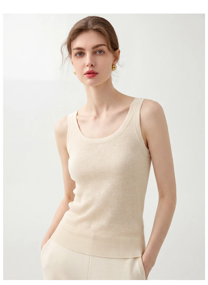WinvyNee Women Pure Worsted Wool Camisole Solid Striped Round Neck Soft Cool Elegant Autumn Winter Knit Sling Vest ZC1817010
