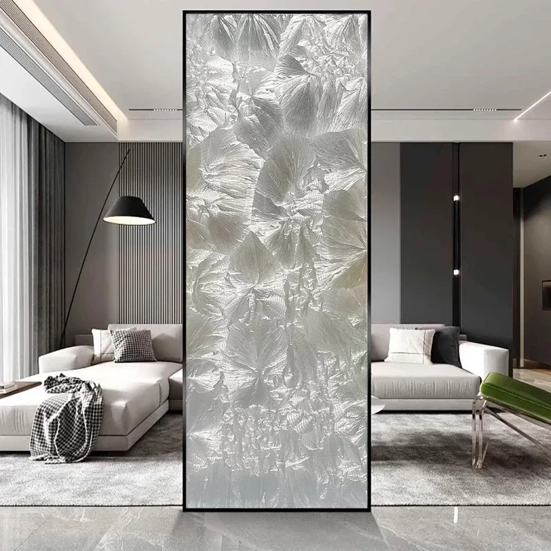 High-end light luxury handmade silk enamel color art glass screen decoration French living room entrance door