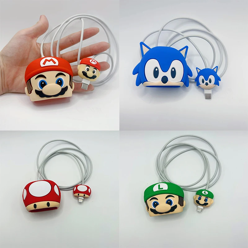 

Mario Bros Sonic The Hedgeho IPhone Charger Protective Case 3D Cartoon Cute Data Cable Protection Case 18/20W Ipad Data Case