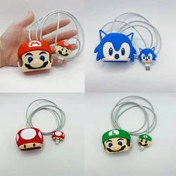 Mario Bros Sonic The Hedgeho IPhone Charger Protective Case 3D Cartoon Cute Data Cable Protection Case 18/20W Ipad Data Case