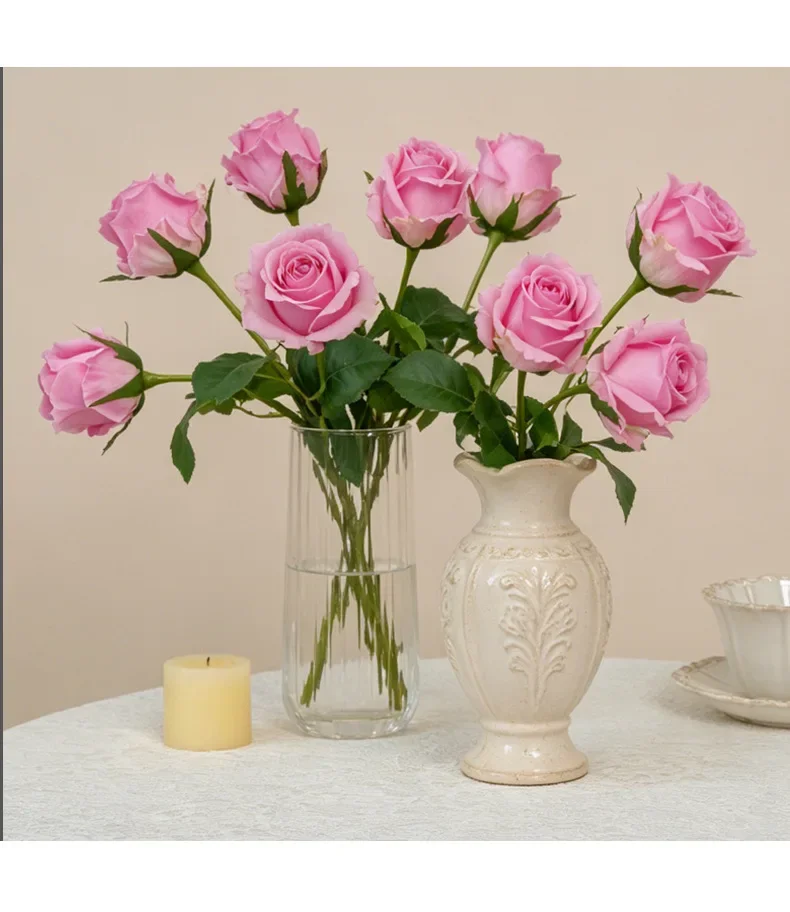 10 Stück Simulierte Rosenzweige Realistische Gelbe Blumen Hotel-Dekoration Künstliche Cremefarbene Rose Gefälschte Blume Tischdekoration – Detail 8