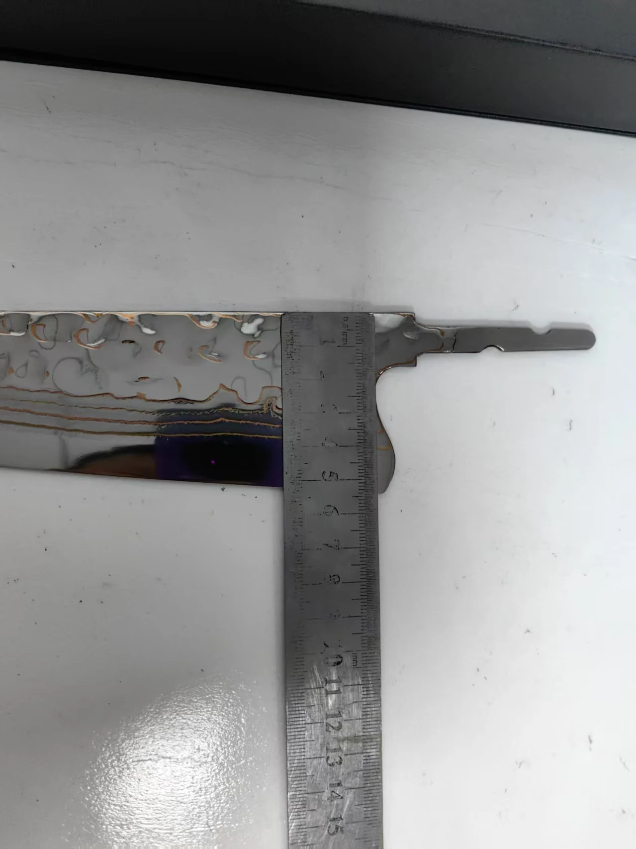 8.3 Inch Kiritsuke Knife Tricolour Copper Damasus Steel Cleaver Slicing Handmade Forged Kitchen Knife Ebony & Ox Horn Handle