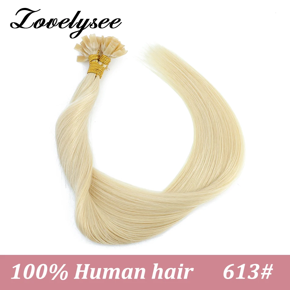 Flat Tip Human Hair Extensions 50 Strands/Pack European Straight Keratin Remy Human Hair Natural Fusion Hair Extension For Women