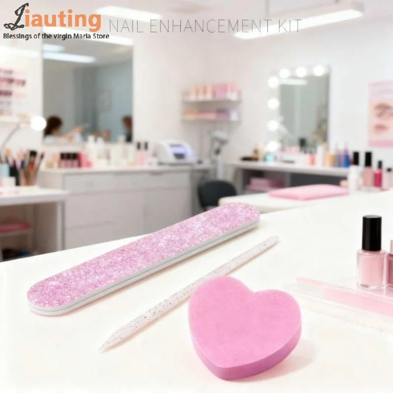 10 conjunto de ferramentas de manicure com caneta pontilhadora de cristal bloco em forma de coração e lixa de madeira para polimento de unhas e modelagem acessórios de cuidados