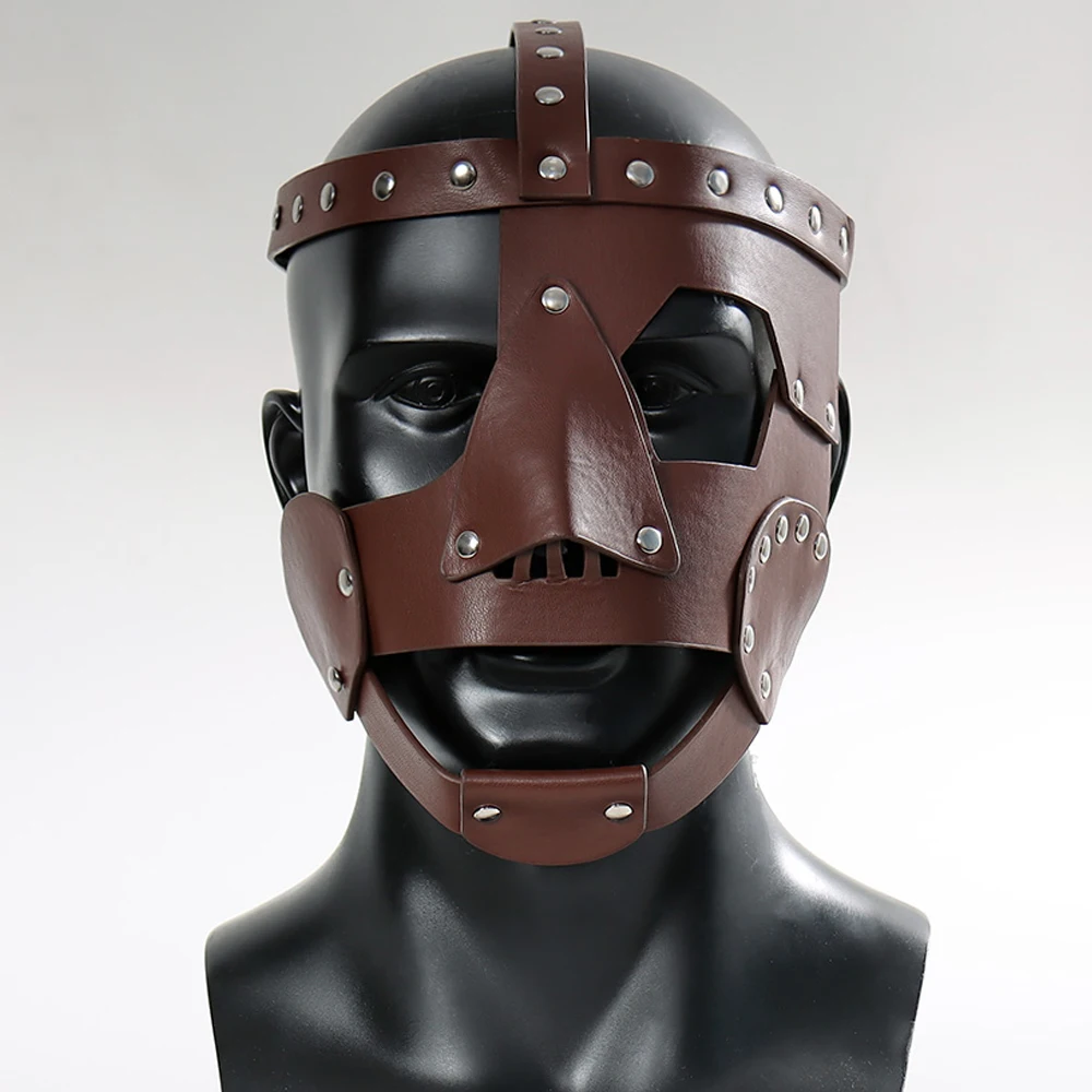 Masque de gladiateur de guerrier médiéval en cuir, Cosplay du mythe égyptien romain, casque rétro, accessoires de Costume de fête de carnaval d'halloween