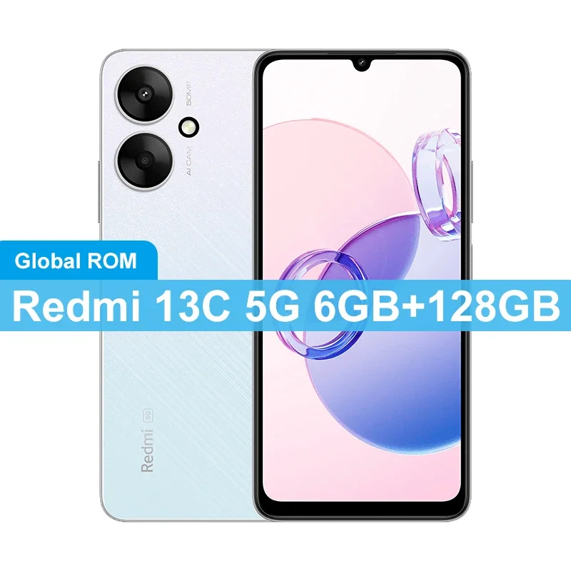 xiaomi Redmi 13C 5G smartphone Dimensity 6100+ 6.74" ultra-large Display 50MP+5MP AI Camera 18W 5000mAh Battery used phone