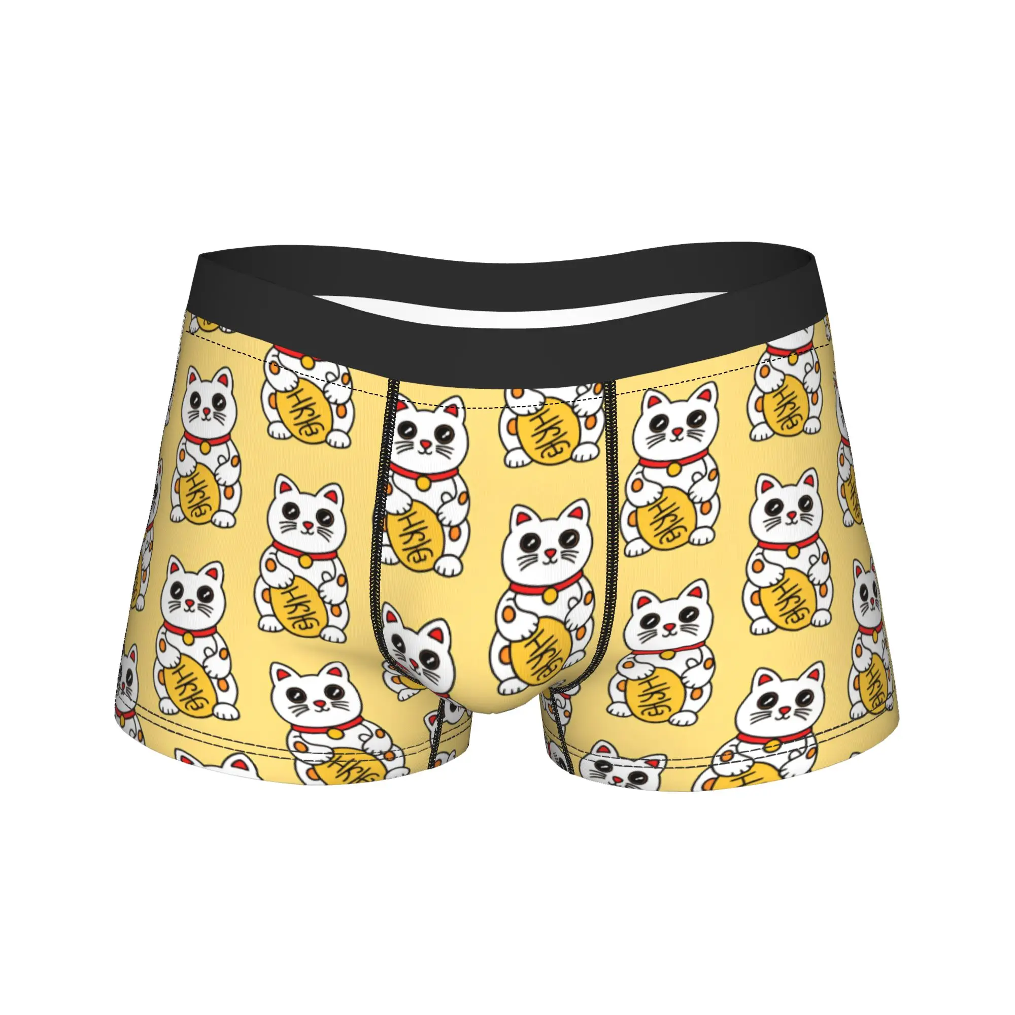 Lucky Cat Trunk  3D Pouch Underwear Hot Sale Pattern Shorts Briefs Elastic Male Underpants Big Size 2XL