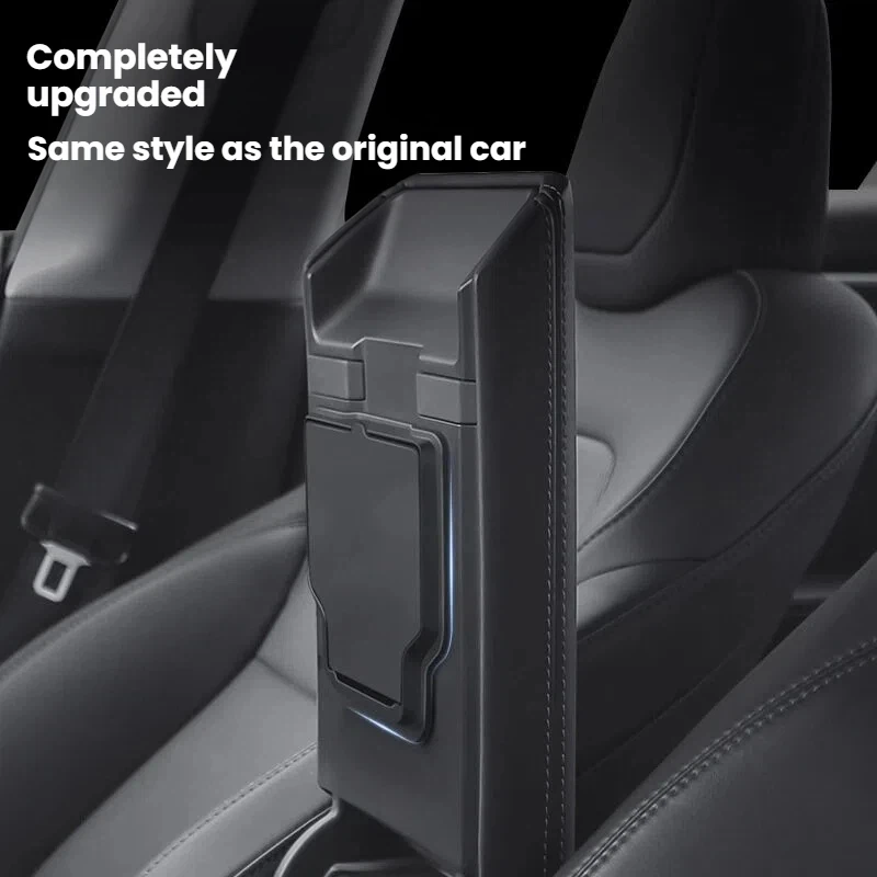 Tesla Model 3/Y/YL 마그네틱 센터 콘솔 팔걸이 보관함 - 개인 정보 보호 숨겨진 정리함 트레이, 비행 방지 마그네틱 커버 썸네일 4