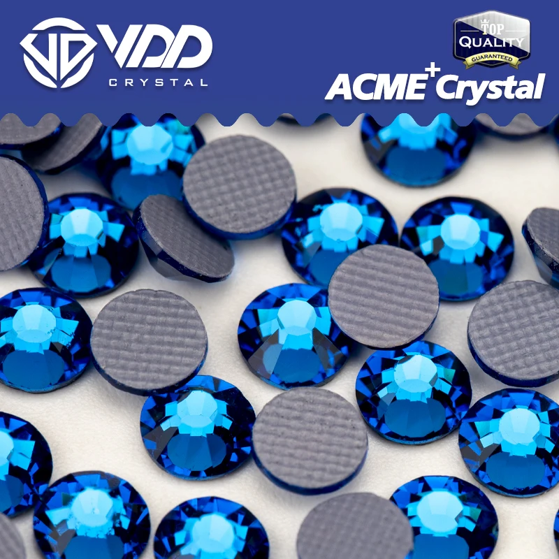 VDD 029 Capri Blue ACME+Series Glass Crystal Rhinestones Hot-Fix Iron On Strass Flatback Glitter 3D Stones Clothes Accessories