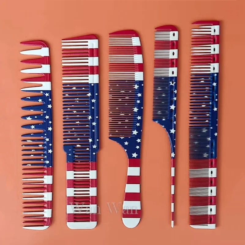 New Styling Hairdressing Comb National Flag Hair Cutting Combs Hair Salon Barber Trim Hairbrush Haircut Brush Barber shop tools