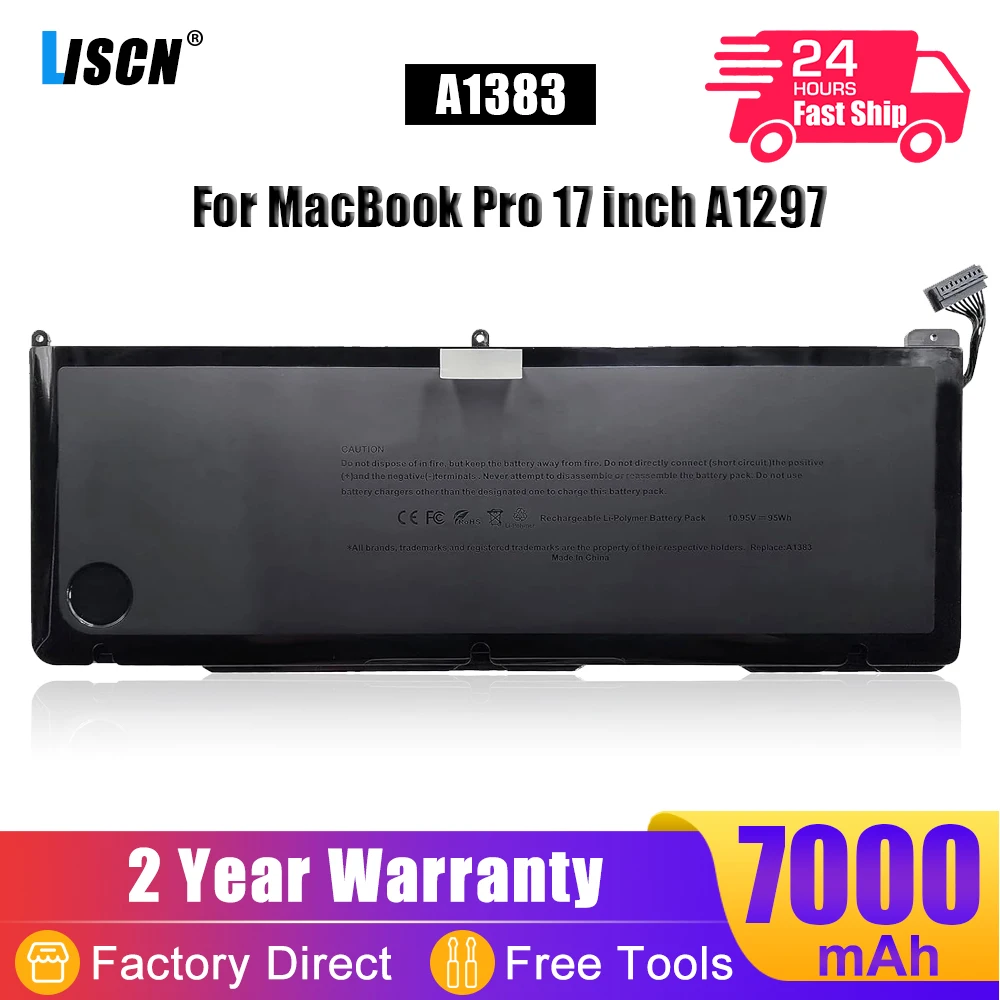 

LISCN 10.95V 95WH A1383 Laptop Battery For Apple MacBook Pro 17" A1297 (2011 Version) 020-7149-A10 MC725LL/A MD311LL/A MB604LL/A