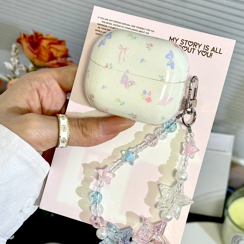 

Cute Flower Bow INS IMD Shell for Samsung Galaxy Buds 3 FE 3Pro 2Pro Live Core Earphone Case Protective Sleeve Star Chain Cover
