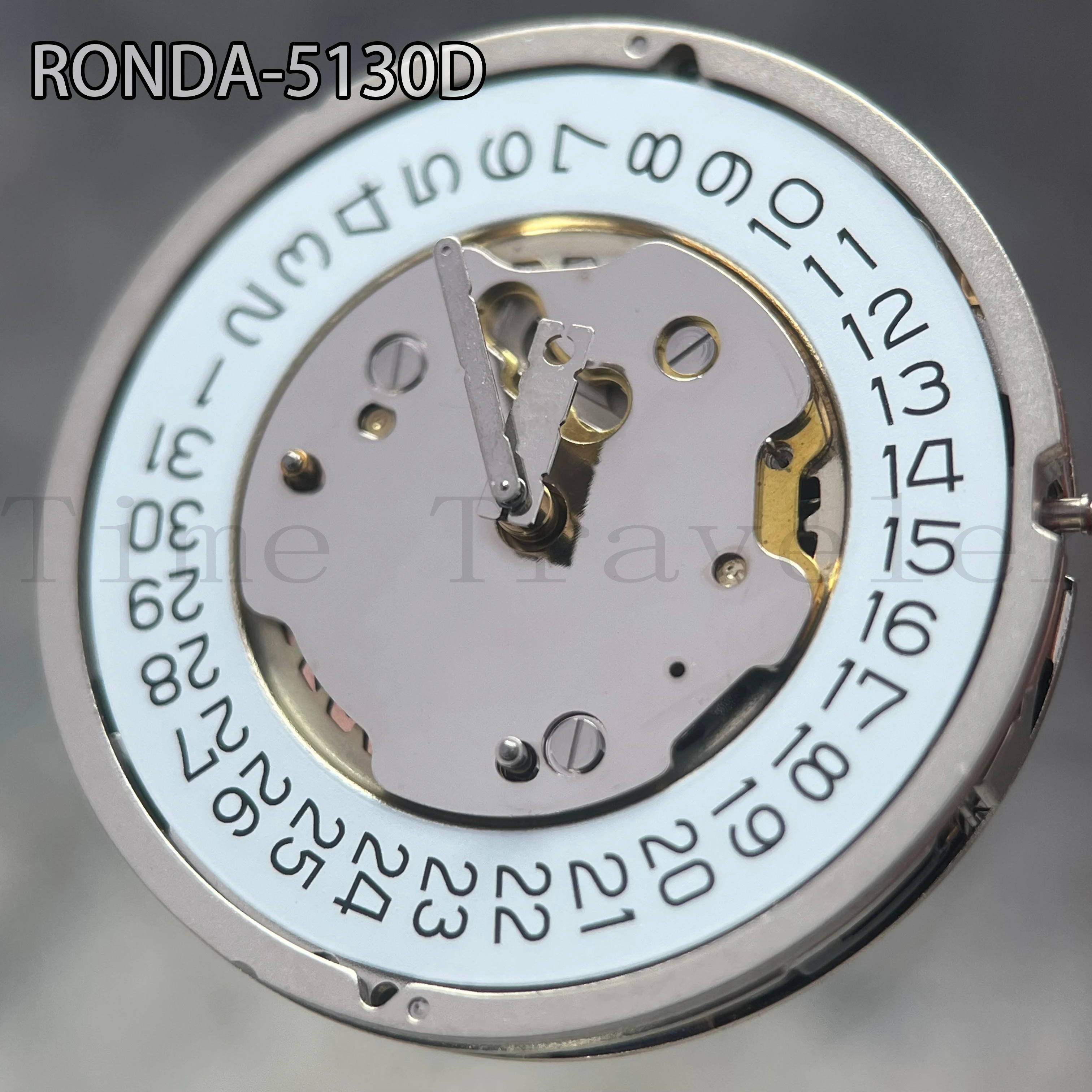 5130.D Ronda Movement Quartz Mechanism 5130D Silver Version White Datewheel Six Jewels Watch Parts Replacements