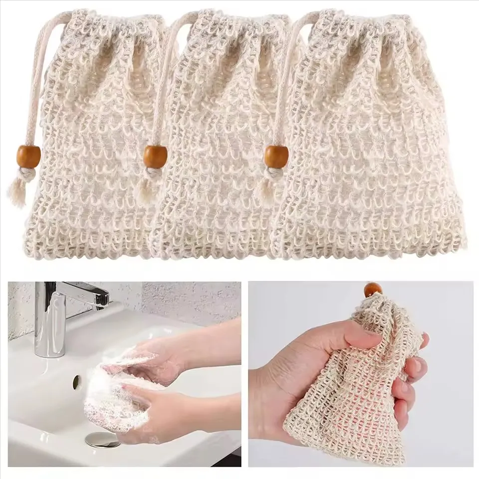 

BVBV 40-упаковка отшелушивающих мешков для мыла, сизалевая сетчатая сумка для мыла, мешок для мыла с шнурком для использования в ванной и душа