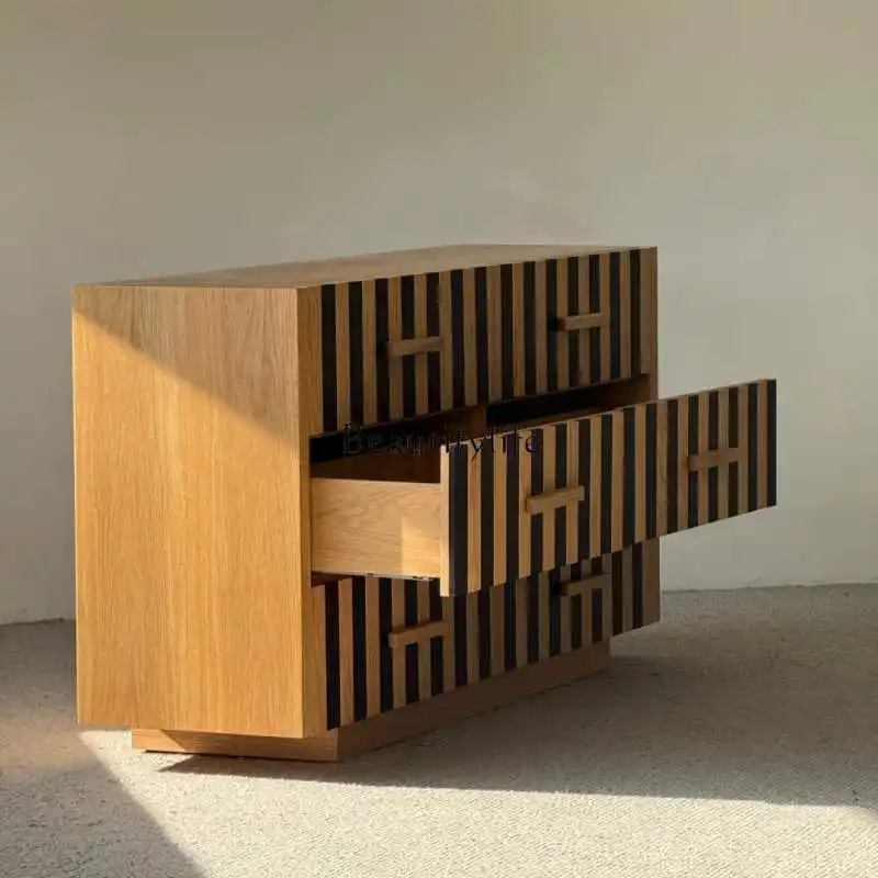 

110*Medieval retro living room against the wall, drawer decorative hallway cabinet creative solid wood locker designer home