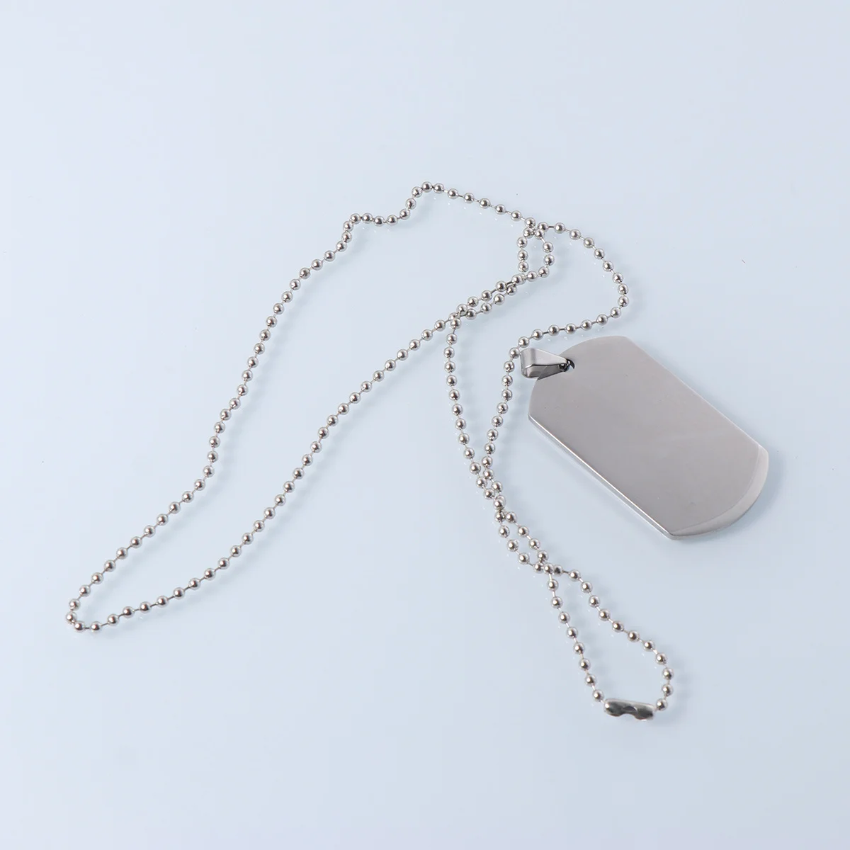 

5 pcs Titanium Steel Identity Tag Necklace Chain Men Pendant Engraved For Birthday Party Promotion Gift (Silver)