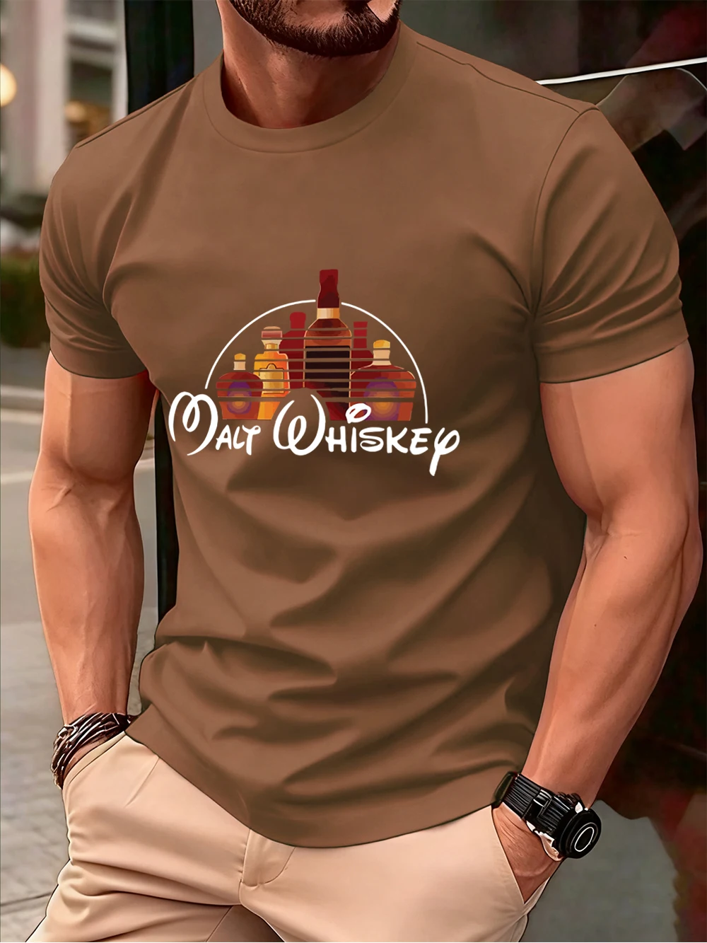 Malt Wiskey Funny Alcool Drunk Prints Men T-Shirt Cotton Summer Soft Short Sleeve Tops Oversized O-Neck T Shirt Casual Clothes