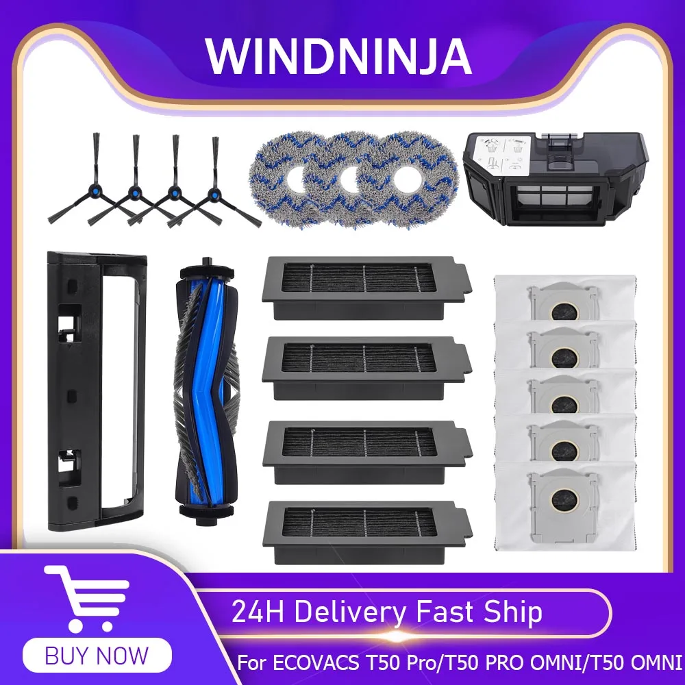 

Аксессуары для робота-пылесоса ECOVACS T50 Pro/T50 PRO OMNI/T50 OMNI, основные боковые щетки, тряпки для швабры, HEPA-фильтры, мешки для пыли