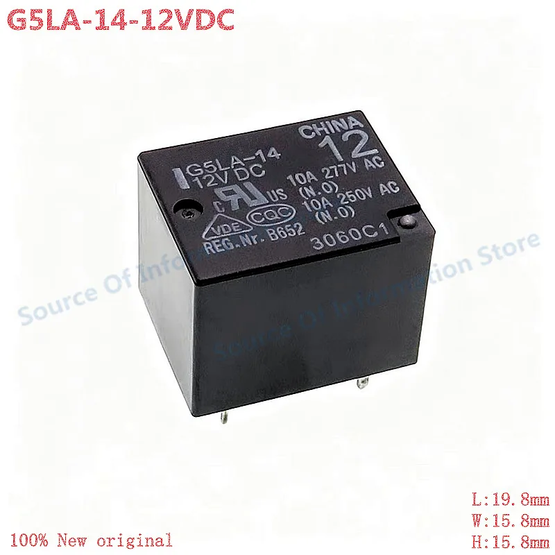 5Pcs G5LA-14-12VDC Electromagnetic Relay, 12V 10A SPDT 5 Pin PCB Relay 100% New