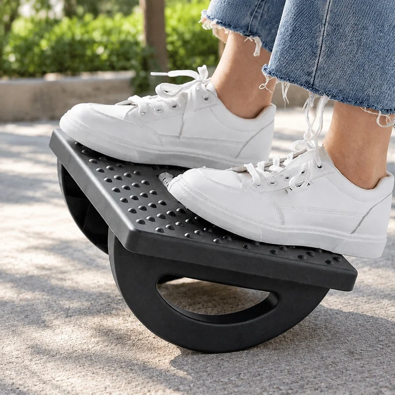 Portable Foot Stool with Massage Rollers Ergonomic Support for Home and Office Under-Desk Use