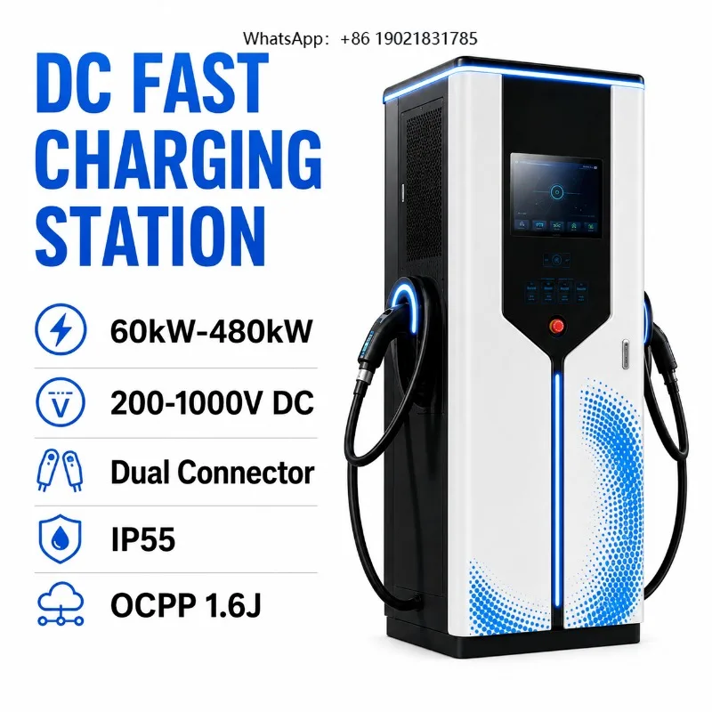 Commercial 60-400kW DC EV Fast Charging Station with Dual Guns 7-Inch Screen IP55 for Parking Lots and Fleets