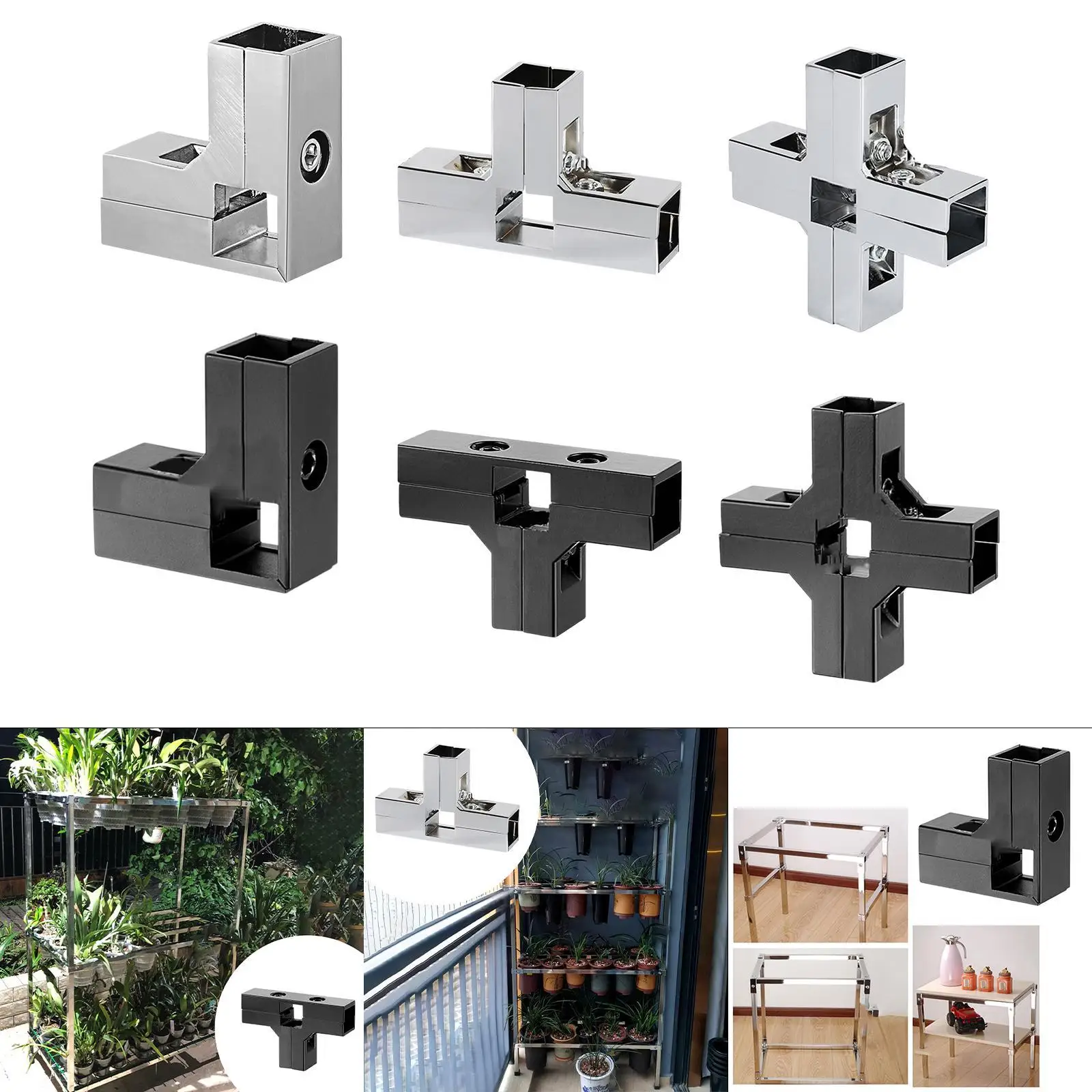 Aluminum Square Pipe Connector Silvery L Shape Clamp for 25mmx25mm Tube Guardrail Shelf Display Exhibition Parts