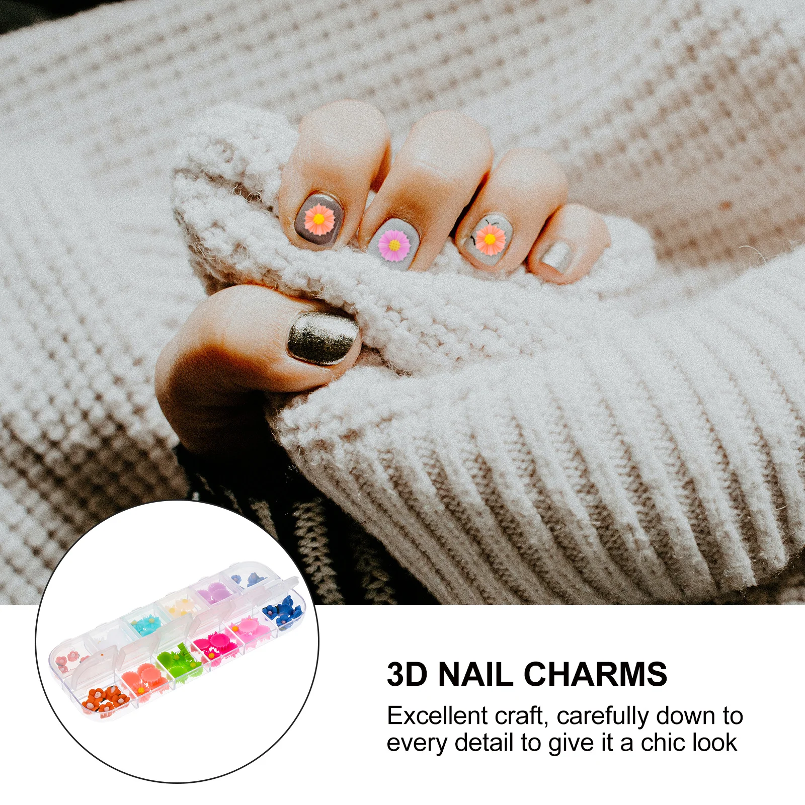 2 صناديق ديزي مسمار السحر ثلاثية الأبعاد الراتنج زهرة مسمار الفن DIY بها بنفسك مانيكير نصائح الديكور مختلط الألوان هدية مناسبة للسفر #4